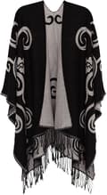 Tryckt sjal för damer, fashionabel poncho med öppen front