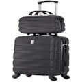 Pikkukuva 1 / 6: CELIMS - Matkalaukkusetti | Cabin Suitcase + Vanity Toiletry Bag 30cm Hyväksytty 100+ lentoyhtiöltä | 55x40x20 | Musta Grå