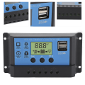 Miniatyrbild 8 av 8: 12V 24V Solar Charge Urladdningskontroll PWM LCD-skärm Dubbel USB utgångsregulator för hemindustribil30A