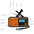 Miniatyrbild 5 av 8: Bärbar Nödradio Utomhus Handvev Radio Vind Upp Ficklampa Radio 4000mAh Power Bank Väderradio för Camping Vandring