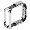 Miniatyrbild 5 av 8: Retro Läder Armband för Xiaomi Mi Band 5/6 NFC Mode Retro Läder Armbandsur Svart Silver