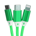 Miniatyrbild 7 av 8: 3 i 1 Multi USB Laddningskabel LED Flytande Laddare Sladd för IOS/Typ C/Micro PortGrön