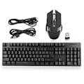 Miniatyrbild 1 av 8: RGB Tangentbord Mus Combo LED Bakgrundsbelyst Uppladdningsbart 2000mAh Batteri 7D 3200DPI Möss Trådlöst Tangentbord Mus Set för PC Gamer