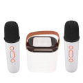 Pikkukuva 2 / 8: Mini Karaoke Machine Stereo Kannettava RGB Light Bluetooth kaiutin 2 langattomalla mikrofonilla Home Party White