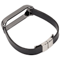 Miniatyrbillede 5 af 8: Læderrem Kompatibel med Xiaomi Mi Band 6 Smartwatch Udskiftningsrem Armbånd Håndledsrem Sort Krop Sort Skal