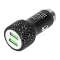 Pikkukuva 5 / 8: USB-autolaturi 5V strassikoristeella, kaksoisportti, nopea lataussovitin, auton sisätilan lisävaruste, musta