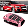 Miniatyrbild 7 av 8: TPU Kolfiberstil Vikbart Nyckelfodral Skydd Passar A3 S3 06/2005 - 03/2017 Rosa