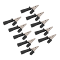 Miniatyrbillede 4 af 8: 10 stk. isolerede krokodilleklemmer 5 mm ren kobberåbninger testklemme med 4 mm stik til eksperimentel testSort