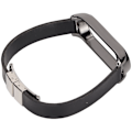 Miniatyrbillede 6 af 8: Læderrem Kompatibel med Xiaomi Mi Band 6 Smartwatch Udskiftningsrem Armbånd Håndledsrem Sort Krop Sort Skal