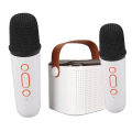 Pikkukuva 7 / 8: Mini Karaoke Machine Stereo Kannettava RGB Light Bluetooth kaiutin 2 langattomalla mikrofonilla Home Party White