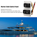 Miniatyrbillede 1 af 8: DC12 24V Marine Toilet Kontrolpanel Kontakt 3 Vejs Hurtig Respons RV Toilet Vippekontakt til Både Yachts