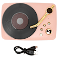 Pikkukuva 1 / 8: Bluetooth-kaiutin Stereo USB-lataus Retro-levysoittimen muotoilu Kannettava Mini Langaton Kaiutin Kotijuhliin Matkustamiseen Vaaleanpunainen