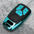 Miniatyrbild 4 av 8: TPU Kolfiberstil Bil Smart Nyckelfodral Skydd Passar A4 B9 Q5 Q7 TT TTS 8S 2016 2017 Grön