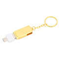 Miniatyrbilde 6 av 8: Nøkkelring Flash Drive USB3.0 Mobiltelefon Datamaskin Dobbelt Bruk Bærbar Aluminium Legering U Disk med TypeC Adaptere (64GB Gull)