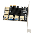 Miniatyrbild 8 av 8: PCI E 1 till 6 Riser-kort IC Kylfläns Guldpläterad Behandling Svart USB3.0 Riser-kort för Dos för Linux för Win