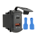 Pikkukuva 1 / 8: PD Type QC 3.0 USB Autolaturi Volttimittarilla Sininen Taustavalo 12‑24V Sisääntulo 5V 3.1A Ulostulo Autoihin Moottoripyöriin Matkailuautoihin