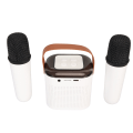 Pikkukuva 6 / 8: Mini Karaoke Machine Stereo Kannettava RGB Light Bluetooth kaiutin 2 langattomalla mikrofonilla Home Party White