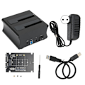 Miniatyrbilde 1 av 8: USB3.0 Ekstern Harddisk Dockingstasjon Kopiering Offline Kloningsfunksjon Dobbel Bay HDD Dockingstasjon 100V til 240V EU Plugg