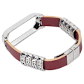 Miniatyrbillede 4 af 8: Retro Læder Armbånd til Xiaomi Mi Band 5/6 NFC Mode Retro Læder Urrem Brun Sølv