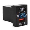 Miniatyrbillede 6 af 8: Biloplader Socket QC 3.0 Hurtig Opladning 12‑24V Spændingsdisplay til Biler Motorcykler Autocampere