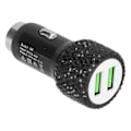 Pikkukuva 1 / 8: USB-autolaturi 5V strassikoristeella, kaksoisportti, nopea lataussovitin, auton sisätilan lisävaruste, musta
