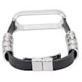 Miniatyrbild 4 av 8: Retro Läder Armband för Xiaomi Mi Band 5/6 NFC Mode Retro Läder Armbandsur Svart Silver