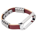 Miniatyrbillede 5 af 8: Retro Læder Armbånd til Xiaomi Mi Band 5/6 NFC Mode Retro Læder Urrem Brun Sølv