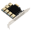 Miniatyrbillede 5 af 8: PCI E 1 til 6 Riser Kort IC Køleplade Guldbelagt Behandling Sort USB3.0 Riser Kort til Dos til Linux til Win