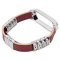 Miniatyrbild 6 av 8: Retro Läder Armband för Xiaomi Mi Band 5/6 NFC Mode Retro Läder Armbandsur Brun Silver
