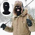 Miniatyrbild 7 av 8: Stickad mössa med 3 hål, broderade bokstäver, ansiktsmask, varm skidmask för utomhuscykling, skidåkning, löpning, fluorescerande gul