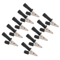 Miniatyrbillede 2 af 8: 10 stk. isolerede krokodilleklemmer 5 mm ren kobberåbninger testklemme med 4 mm stik til eksperimentel testSort