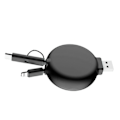 Miniatyrbilde 4 av 8: 3 i 1 Ladekabel Uttrekkbar Design Liten Bærbar Multi Ladekabel for Hjemmebil Svart