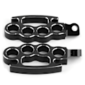 Miniatyrbillede 1 af 8: 2 Stk Flying Knuckle Control Fodpinde Motorcykel Bagtrin Pedaler Tilbehør Sort