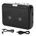 Miniatyrbillede 1 af 8: Bærbar båndafspiller Bluetooth kassetteafspiller FM-radio med AutoReverse-funktion (Noire)