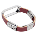 Miniatyrbillede 8 af 8: Retro Læder Armbånd til Xiaomi Mi Band 5/6 NFC Mode Retro Læder Urrem Brun Sølv