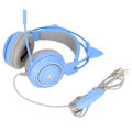 Miniatyrbild 6 av 8: SYG25 Spelheadset med kattöron USB+3,5 mm-kontakt Spelhörlurar Stöder volymjustering Mikrofonavstängning (blå)