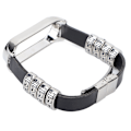 Miniatyrbild 8 av 8: Retro Läder Armband för Xiaomi Mi Band 5/6 NFC Mode Retro Läder Armbandsur Svart Silver