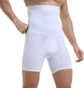 Män Magkontroll Shorts Hög Midja Underkläder Bantande Shapewear Kroppsformare Ben Boxer Briefs White M