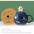Miniatyrbild 2 av 8: Astronautkopp med rymdpräglad planetmugg, Nyhetsmugg med lock och sked för kaffe, te, mjölk, estetisk inredning rolig present till flicka pojke kvinnor