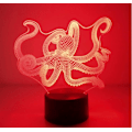 Miniatyrbillede 5 af 7: 3D Blæksprutte Fjernbetjening 16 Farve Natlys Illusion Akryl LED Bordlampe Sengelampe Børneværelse Skrivebords Dekoration Fødselsdagsgaver Legetøj til Børn