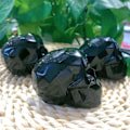 Pikkukuva 2 / 4: Skullis 1.5\" Musta obsidiaanikristallikallo, käsin veistetty jalokivinen taideveistos, Reiki-parantava kivipatsas