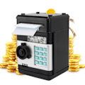 Miniatyrbild 3 av 5: 2 lägen ATM spargris digital elektronisk papperspengar mynt säker låda spara kassaskåp med 7 musikspår för barn Black