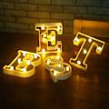 Miniatyrbillede 4 af 6: JUSTUP LED-bogstavlys, 26 gyldne bogstaver, der lyser op, til bryllup, fødselsdagsfest, jul, hjem, bardekoration (guld X)