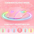 Miniatyrbild 3 av 7: RGB Spelmus Trådbunden, USB Optisk Datormus med RGB Bakgrundsbelysning, 6 Justerbara DPI Upp till 6400, med 7 Programmerbara Knappar Pink