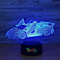 Miniatyrbilde 7 av 8: 7 Fargeskiftende nattlampe 3D Atmosfære Bulbing Lys 3D Visuell Illusions LED Lampe for Barn Leke Julergave Bursdagsgaver (Racerbil)