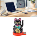 Miniatyrbild 2 av 5: Solcells driven vinkande arm katt prydnad välkomnande vinkande hand tass upp rikedom förmögenhet lyckokatt för förmögenhet pengar lycka Black