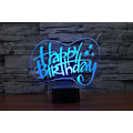 Miniatyrbild 3 av 7: 3D Happy Birthday Fjärrkontroll 16 Färger Nattlampor Illusion Akryl LED Födelsedagspresenter