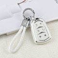 Miniatyrbilde 8 av 8: Escalade nøkkelringdeksel for Cadillac 6 knappers Smart Keys Case Proector Tilbehør TPU Myk Bling Nøkkelring Hvit Sølv Jentete Søt for Cadillac