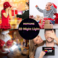 Miniatyrbillede 7 af 7: Game OW Tracer, LED Natlys, 3D Illusion Lys, USB Berøring/Fjernbetjening 16 Farver, Hjemmeindretning (Sort fjernbetjening 16 farver)