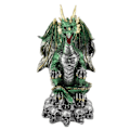 Miniatyrbillede 1 af 5: 9,4 tommer høj gotisk drage julepynt Halloween indretning kraniebunke kampdrage figur statue ferie dekoration grøn